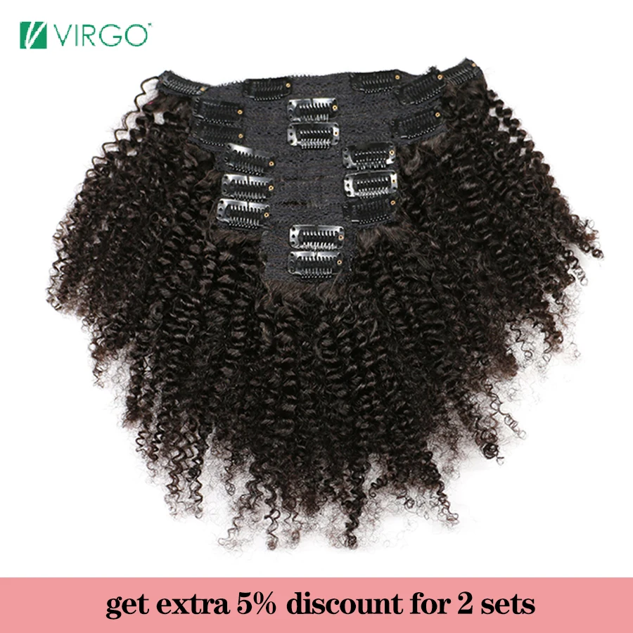Extension de Cheveux Naturels Humains Avec Fixation à Clip, Coiffure Afro, Bouclée et Crépue, Coupe Lisse en Matériau Vierge Mongol, Prothèse Capillaire pour Tête Complète, 120g - Image 3