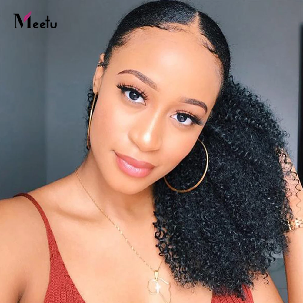 Meetu – Extensions de cheveux naturels Remy, queue de cheval frisée et bouclée, couleur naturelle, à enrouler - Image 4